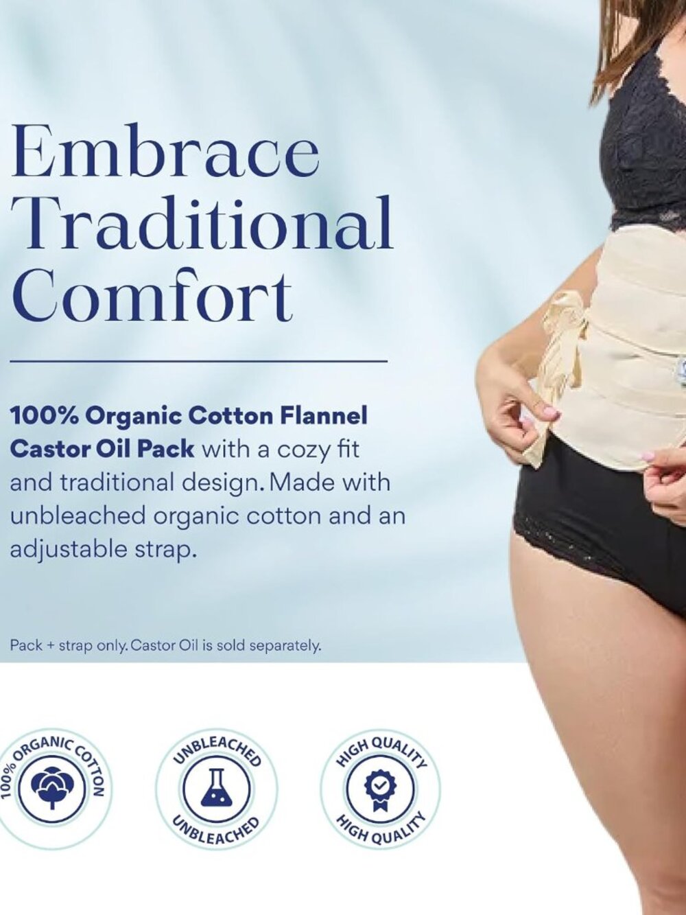 QUEEN OF THE THRONES Organic Cotton Flannel Castor Oil Pack w/ Golden Castor Oil - Picture 3 of 5